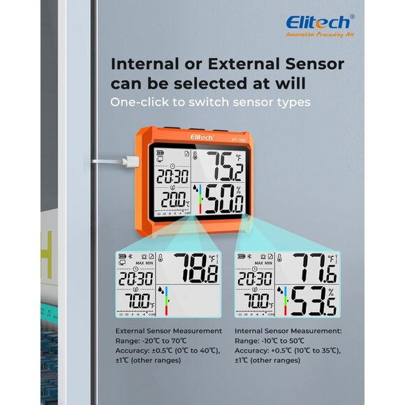 Digital Bluetooth Hygrometer Thermometer, Refrigerator Thermometer with Free APP - Picture 2 of 8